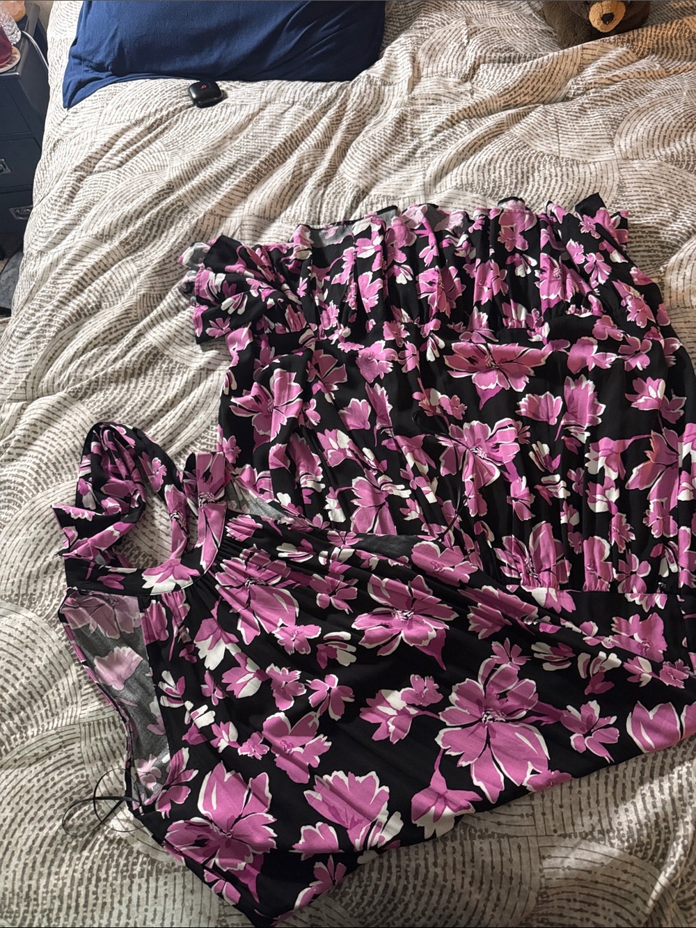 Vince Camuto Black Dress with Pink and White Floral Print